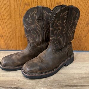 EUC Wolverine Rancher Wellington Men's 8.5 EW Brown Steel Toe Work Boots Western